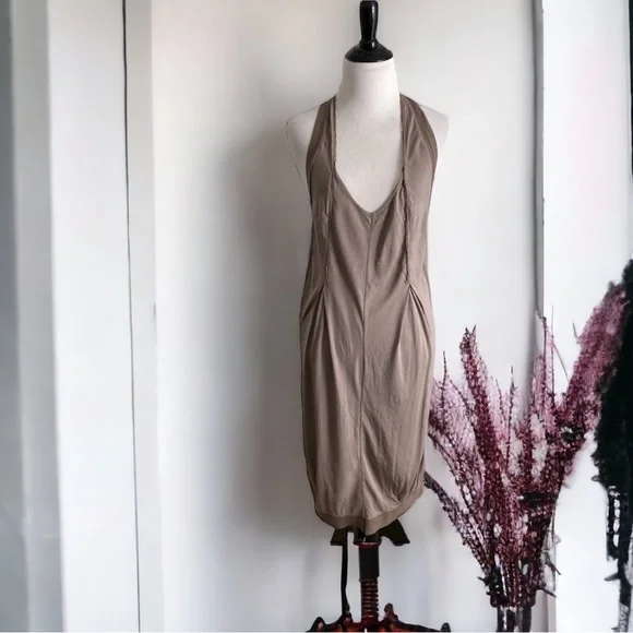 NWT TRANSIT PAR SUCH halter neck open back taupe tan dress large new with tags - Picture 9 of 9